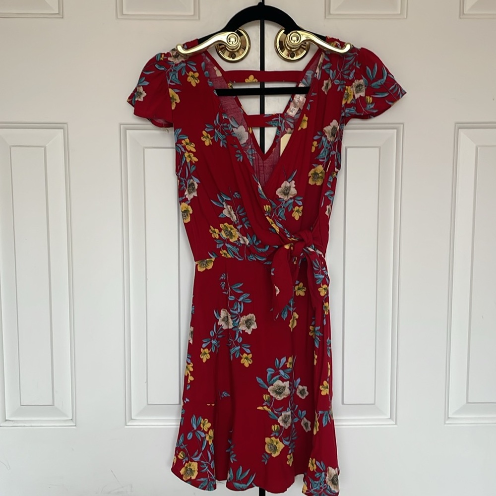B.O.G. Collective Red Floral Printed Dress | Size XS